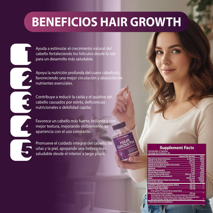 Hair Growth - Vitamina para el crecimiento del cabello y prevención de la caída