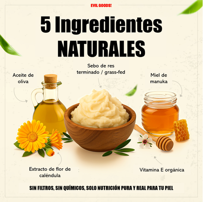 CREMA NATURAL DE SEBO DE RES + MIEL – ADIÓS ESTRÍAS Y LÍNEAS DE EXPRESIÓN 😱🔥 50% DESCUENTO 😱🔥
