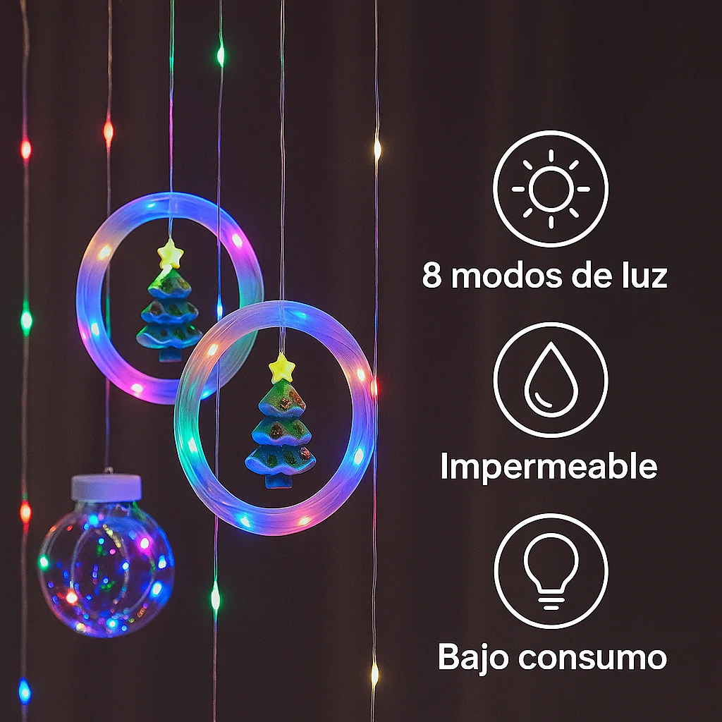 Cortina de luces navideñas