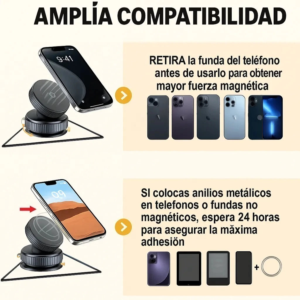Soporte Magnético de celular para cualquier superficie plana